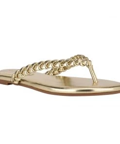 Nine West Metallic Mindset Wantit Flat Slide Sandals