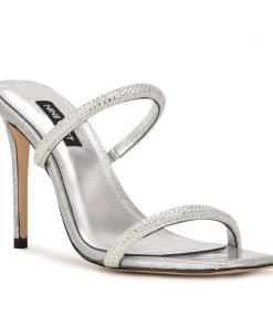 Nine West Zarleen Heeled Slide Sandals Metallic Mindset