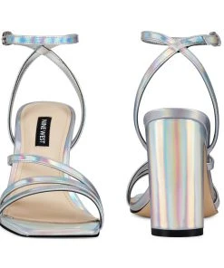 Nine West Zelina Heeled Strappy Sandals Metallic Mindset