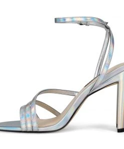 Nine West Zelina Heeled Strappy Sandals Metallic Mindset