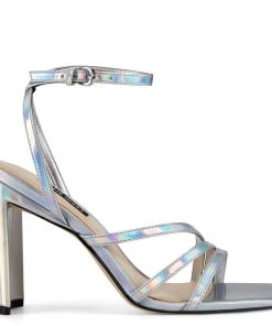 Nine West Zelina Heeled Strappy Sandals Metallic Mindset