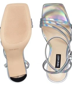 Nine West Zelina Heeled Strappy Sandals Metallic Mindset