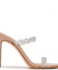 Nine West Ziggle Heeled Slide Sandals In The Clear