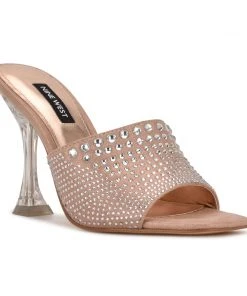 Nine West Heel Appeal Ziptip Rhinestone Heeled Slide Sandals