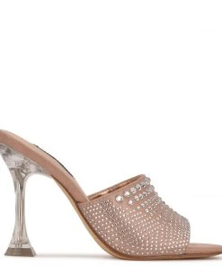 Nine West Heel Appeal Ziptip Rhinestone Heeled Slide Sandals