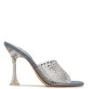 Nine West In The Clear Ziptip Rhinestone Heeled Slide Sandals