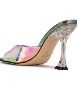 Nine West Zooza Heeled Slide Sandals In The Clear