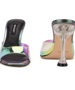 Nine West Zooza Heeled Slide Sandals In The Clear